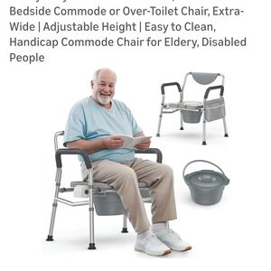 Adjustable Over-Toilet Commode Chair in Gray